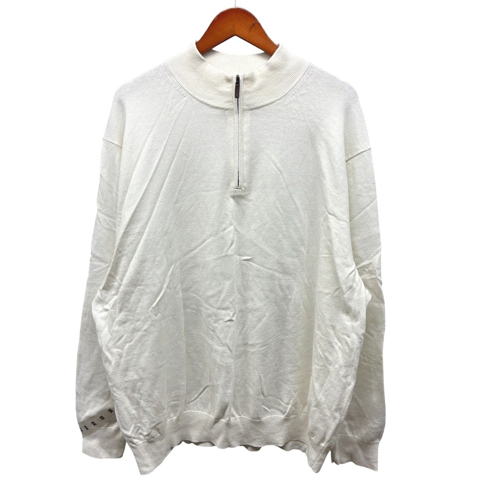 Oak Hill Quarter Zip Sweater Mens 2XL White Knit Pullover Casual Preppy NWT